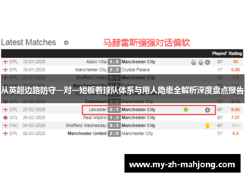 从英超边路防守一对一短板看球队体系与用人隐患全解析深度盘点报告